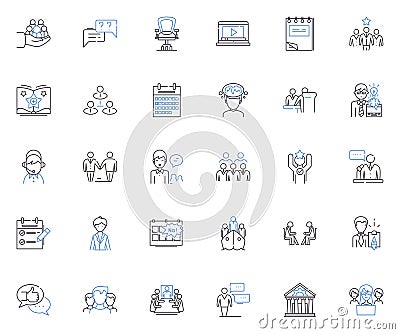 Reputation building line icons collection. Credibility, Trusrthiness, Branding, Perceptions, Integrity, Recognition Vector Illustration