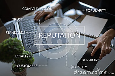 Reputation and customer relationship business concept on virtual screen Stock Photo