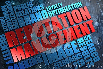 Reputation Management - Red -Blue Wordcloud. Stock Photo