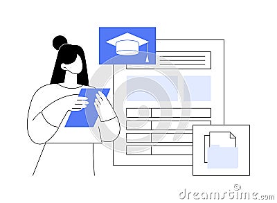 Request high school transcript isolated cartoon vector illustrations. Vector Illustration