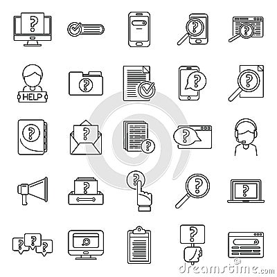 Request icons set outline vector. Friend computer Vector Illustration