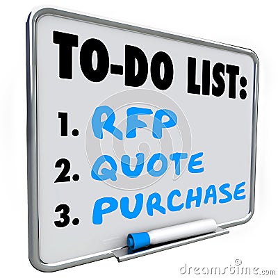 Request for Proposal RFP Quote Purchase To Do List Dry Erase Boa Stock Photo