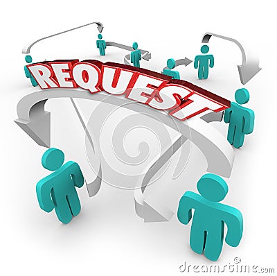 Request Word Arrows Connecting Linking People Friends Colleagues Stock Photo