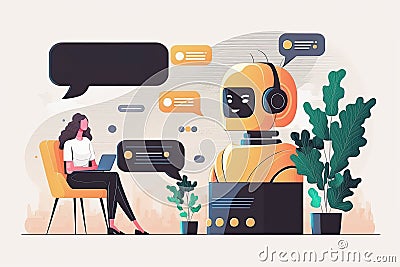 Requests to the robot, communication with the chat bot. Generative ai Stock Photo