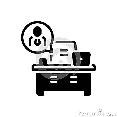 Black solid icon for Require, desk and hired Vector Illustration