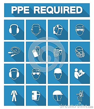 Required Personal Protective Equipment (PPE) Symbol,Safety Icon Vector Illustration