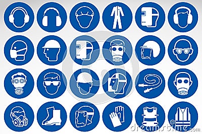 Required Personal Protective Equipment PPE Symbol,Safety Icon Vector Illustration
