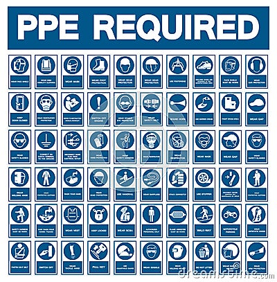 Required Personal Protective Equipment (PPE) Symbol,Safety Icon Vector Illustration