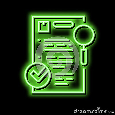 requisition review neon glow icon illustration Vector Illustration