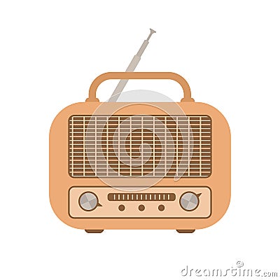 Rerto radio in cartoon style isolated on white background Vector Illustration