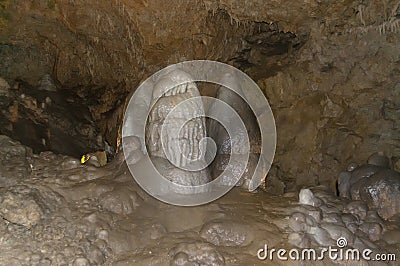 Stalagmites in Resava cave Stock Photo