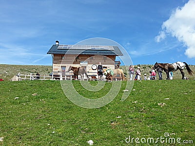 Resciesa mountain hut Editorial Stock Photo