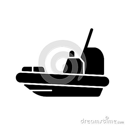 Rescue boat black glyph icon Vector Illustration