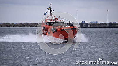 Rescue boat in harbour Stock Photo