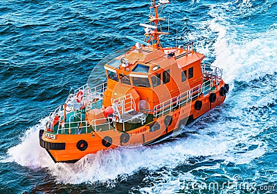 Rescue or coast guard patrol boat Stock Photo