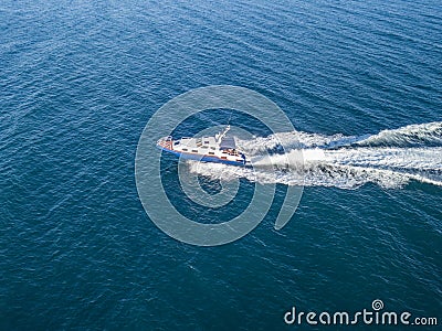 Rescue Coast security guard motor boat ship sea patrol isolated c Stock Photo