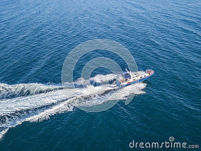 Rescue Coast security guard motor boat ship sea patrol isolated Stock Photo