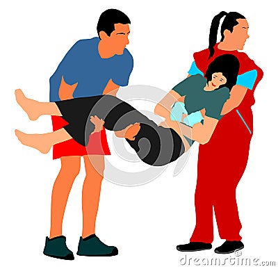 Rescue drowning first aid illustration. Patient woman in unconscious. Cartoon Illustration