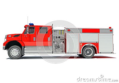 Rescue Fire Pumper Truck 3D rendering on white background Stock Photo