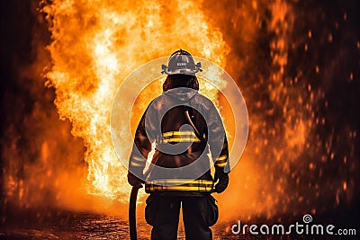 rescue fire smoke safety equipment firefighter fighter uniform emergency fireman. Generative AI. Stock Photo