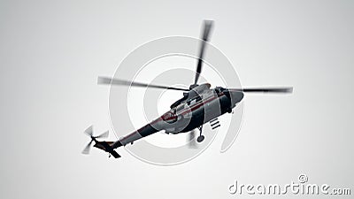 Rescue helicopter with a lowered ramp Stock Photo