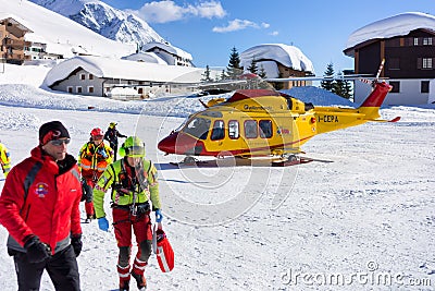 Rescue helicopter in mountain Editorial Stock Photo