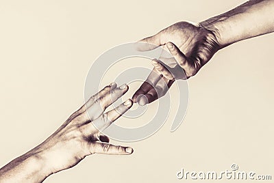 Rescue, helping gesture or hands. Helping hand concept, support. Helping hand outstretched, isolated arm, salvation Stock Photo