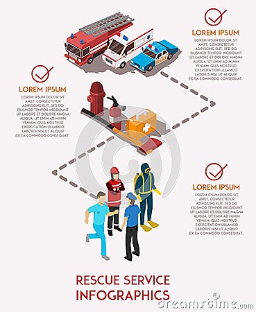 Rescue Service Infograhics Vector Illustration