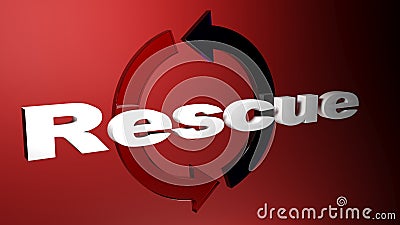 Rescue write with rotating arrows - 3D rendering illustration Cartoon Illustration