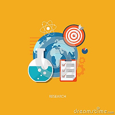 Research concept flat illustration Vector Illustration