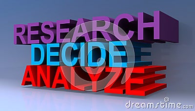 Research decide analyze on blue Stock Photo