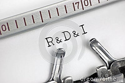 Research and development and innovation acronym R & D & I or R&D&I text macro closeup, typewriter typed new efficient innovative Stock Photo