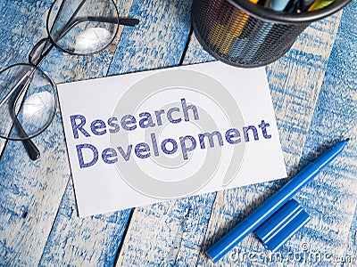 Research Development, Motivational Words Quotes Concept Stock Photo