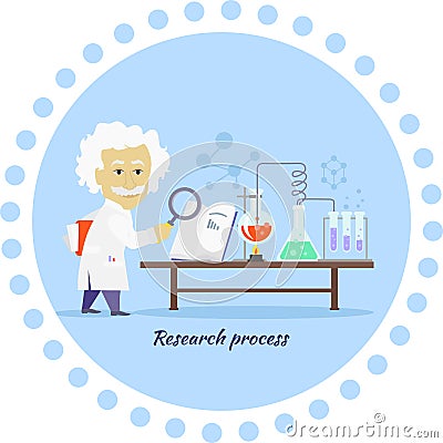 Research Process Icon Flat Design Vector Illustration