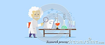 Research Process Icon Flat Design Vector Illustration