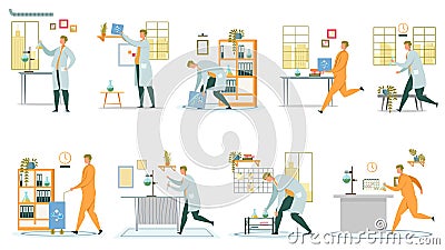 Research Scientist and Chemistry Laboratory Set Vector Illustration