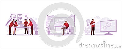 Research user-friendly UI design. Developers think about coding. Vector Illustration