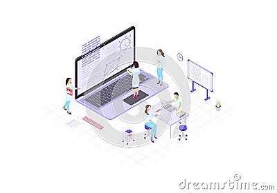 Research workers isometric vector illustration Vector Illustration