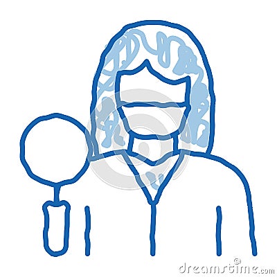 researcher dermatologist doctor doodle icon hand drawn illustration Vector Illustration