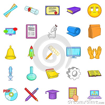 Researcher icons set, cartoon style Vector Illustration