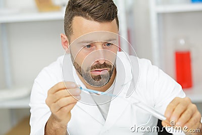 Researcher at work in laboratory Stock Photo