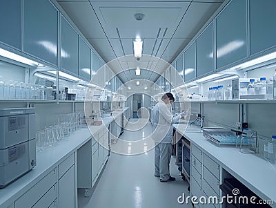 Researchers, laboratories, medical vaccines, generative ai art Stock Photo