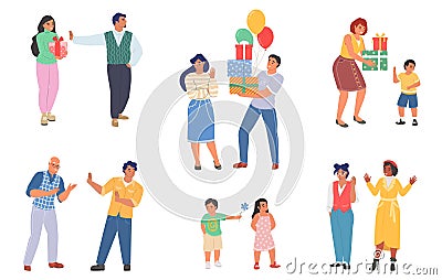 Resentment concept vector adults and kid set Vector Illustration