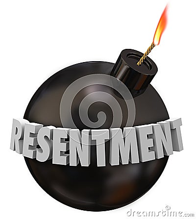 Resentment 3d Word Black Round Bomb Anger Bitter Grudge Feeling Stock Photo