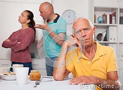 Resentment of an elderly father for adult children Stock Photo