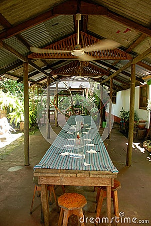 Reservation at tropical restaurant Stock Photo