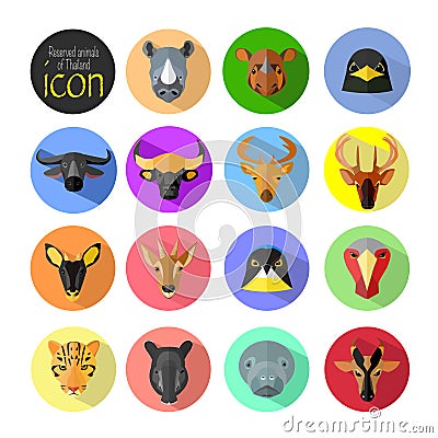 Reserved animals of Thailand icon Vector Illustration