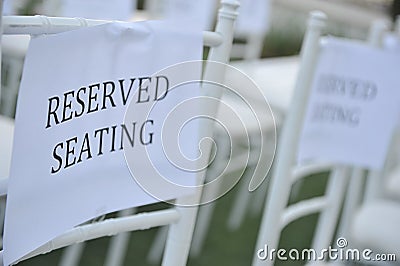 Reserved Seats at Wedding Ceremony Stock Photo