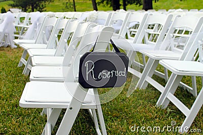 Reserved Sign at Outdoor Wedding Stock Photo