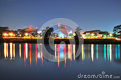 A reservoir with colourful light reflection Stock Photo